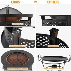 BAMNY Brasero Exterieur 81*81*51cm,Brasero De Jardin,Foyer De Chauffage,Terrasse BBQ,Brasero Barbecue,avec 304 Grill En Acier Inoxydable,Couvercle De Protection Contre Les étincelles, Fête/Patio/Camp,Ronde 9 BAMNY Brasero Exterieur 81*81*51cm,Brasero De Jardin,Foyer De Chauffage,Terrasse BBQ,Brasero Barbecue,avec 304 Grill En Acier Inoxydable,Couvercle De Protection Contre Les étincelles, Fête/Patio/Camp,Ronde -Chauffage d'extérieur Soldes 42685179 3
