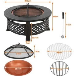 BAMNY Brasero Exterieur 81*81*51cm,Brasero De Jardin,Foyer De Chauffage,Terrasse BBQ,Brasero Barbecue,avec 304 Grill En Acier Inoxydable,Couvercle De Protection Contre Les étincelles, Fête/Patio/Camp,Ronde 11 BAMNY Brasero Exterieur 81*81*51cm,Brasero De Jardin,Foyer De Chauffage,Terrasse BBQ,Brasero Barbecue,avec 304 Grill En Acier Inoxydable,Couvercle De Protection Contre Les étincelles, Fête/Patio/Camp,Ronde -Chauffage d'extérieur Soldes 42685179 5
