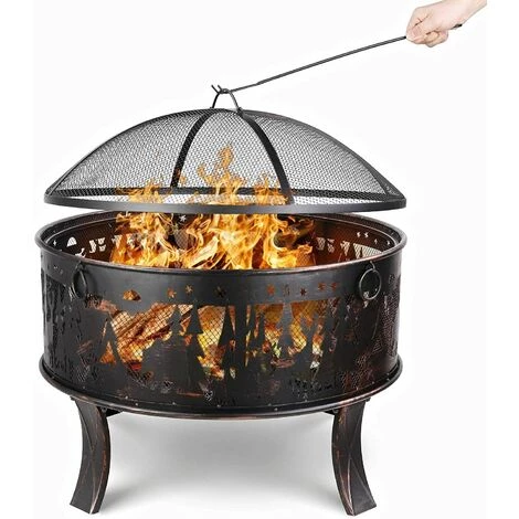 Gizcam Brasero De Jardin, 69x69x65cm, 27 ' Cheminée Exterieur, Grille Poker Et Charbon De Bois, Pour Chauffage / Barbecue, Bol à Feu Pour Le Jardin, Terrasse Et Plage, Motif D'Elan, Grand Cadeau 4 Gizcam Brasero De Jardin, 69x69x65cm, 27 ' Cheminée Exterieur, Grille Poker Et Charbon De Bois, Pour Chauffage / Barbecue, Bol à Feu Pour Le Jardin, Terrasse Et Plage, Motif D'Elan, Grand Cadeau – Image 2