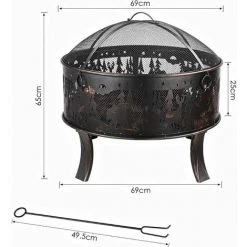 Gizcam Brasero De Jardin, 69x69x65cm, 27 ' Cheminée Exterieur, Grille Poker Et Charbon De Bois, Pour Chauffage / Barbecue, Bol à Feu Pour Le Jardin, Terrasse Et Plage, Motif D'Elan, Grand Cadeau 10 Gizcam Brasero De Jardin, 69x69x65cm, 27 ' Cheminée Exterieur, Grille Poker Et Charbon De Bois, Pour Chauffage / Barbecue, Bol à Feu Pour Le Jardin, Terrasse Et Plage, Motif D'Elan, Grand Cadeau -Chauffage d'extérieur Soldes 42694191 4