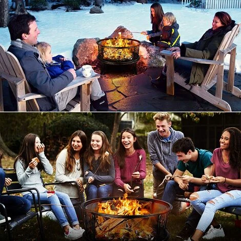 Gizcam Brasero De Jardin, 71x71x65cm, 27 '' Cheminée Exterieur, Grille Poker Et Charbon De Bois, Pour Chauffage / Barbecue, Bol à Feu Pour Le Jardin, Terrasse Et Plage, Motif De Fleurs Et Herbe 7 Gizcam Brasero De Jardin, 71x71x65cm, 27 '' Cheminée Exterieur, Grille Poker Et Charbon De Bois, Pour Chauffage / Barbecue, Bol à Feu Pour Le Jardin, Terrasse Et Plage, Motif De Fleurs Et Herbe – Image 5