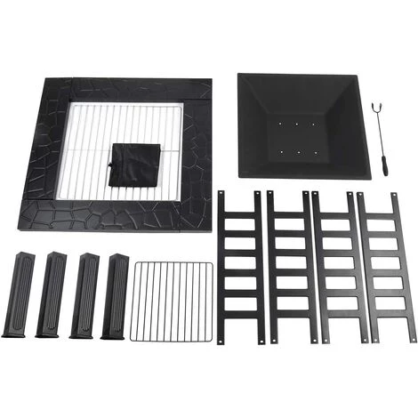 Gizcam Brasero Exterieur Avec Poêle Chauffant En Acier Noir Et Four Carré 81 * 81 * 44cm 6 Gizcam Brasero Exterieur Avec Poêle Chauffant En Acier Noir Et Four Carré 81 * 81 * 44cm – Image 4
