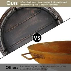 BAMNY Brasero De Jardin, 27 '' Cheminée Exterieur, Grille Poker Et Charbon De Bois, Pour Chauffage / Barbecue, Bol à Feu Pour Le Jardin, Terrasse Et Plage, (Motif De Fleurs Et Herbe) 11 BAMNY Brasero De Jardin, 27 '' Cheminée Exterieur, Grille Poker Et Charbon De Bois, Pour Chauffage / Barbecue, Bol à Feu Pour Le Jardin, Terrasse Et Plage, (Motif De Fleurs Et Herbe) -Chauffage d'extérieur Soldes 42732217 5