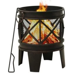 ASUPERMALL Foyer Rustique Avec Tisonnier Φ42x54 Cm Acier