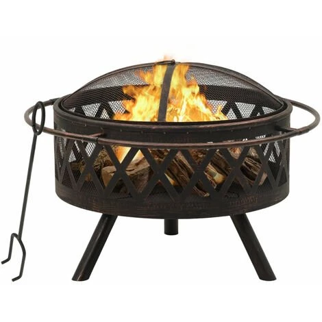 ASUPERMALL Foyer Rustique Avec Tisonnier 76 Cm XXL Acier 3 ASUPERMALL Foyer Rustique Avec Tisonnier 76 Cm XXL Acier