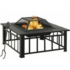 ASUPERMALL Foyer De Jardin Avec Tisonnier 81x81x47 Cm XXL Acier