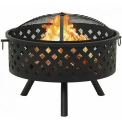 ASUPERMALL Foyer Avec Tisonnier 68 Cm XXL Acier -Chauffage d'extérieur Soldes 42733730 3