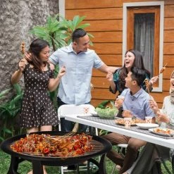 PEDY Brasero Exterieur Ø76 * 46cm,Brasero De Jardin,Foyer De Barbecue/Chauffage,Terrasse BBQ,Brasero Barbecue,avec Grill,Couverture Étanche 600D,Couvercle De Protection Contre Les Étincelle,Fête/Patio/Camp -Chauffage d'extérieur Soldes 42827000 5