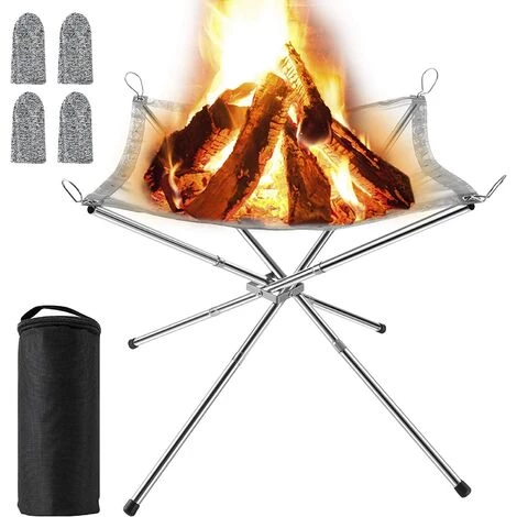 BARES Brasero Portable Pour Extérieur, Grille Barbecue/Chauffage Pliable, Foyer De Camping, Avec Sac De Transport, En Acier Inoxydable, Pour Patio, Camping, Jardin, Voyage (42 X 42 X 33 Cm) 3 BARES Brasero Portable Pour Extérieur, Grille Barbecue/Chauffage Pliable, Foyer De Camping, Avec Sac De Transport, En Acier Inoxydable, Pour Patio, Camping, Jardin, Voyage (42 X 42 X 33 Cm)