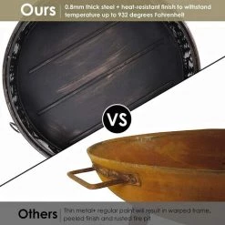 PEDY Brasero De Jardin, 69x69x65cm, 27 '' Cheminée Exterieur, Grille Poker Et Charbon De Bois, Pour Chauffage / Barbecue, Bol à Feu Pour Le Jardin, Terrasse Et Plage, Motif D'Elan, Grand Cadeau -Chauffage d'extérieur Soldes 43100186 5