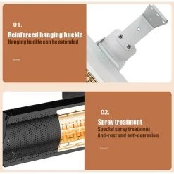 BARES Chauffage De Terrasse 1500 W Électrique Infrarouge Chauffage Exterieur Étanche IP65 Appareils De Chauffage Extérieur Pour Terrasse De Jardin Pour Maison Sauna 11 BARES Chauffage De Terrasse 1500 W Électrique Infrarouge Chauffage Exterieur Étanche IP65 Appareils De Chauffage Extérieur Pour Terrasse De Jardin Pour Maison Sauna -Chauffage d'extérieur Soldes 43182113 5