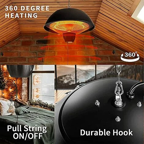 BARES Chauffage De Terrasse Suspendu Électrique De 1500 W 2 Chauffage Exterieur Parapluies Réglables Appareils De Chauffage Extérieur Eau De Plafond Étanche Protection Contre La Surchauffe 5 BARES Chauffage De Terrasse Suspendu Électrique De 1500 W 2 Chauffage Exterieur Parapluies Réglables Appareils De Chauffage Extérieur Eau De Plafond Étanche Protection Contre La Surchauffe – Image 3