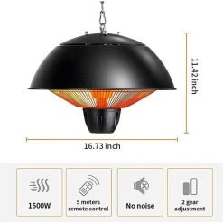 BARES Chauffage De Terrasse Suspendu Électrique De 1500 W 2 Chauffage Exterieur Parapluies Réglables Appareils De Chauffage Extérieur Eau De Plafond Étanche Protection Contre La Surchauffe 11 BARES Chauffage De Terrasse Suspendu Électrique De 1500 W 2 Chauffage Exterieur Parapluies Réglables Appareils De Chauffage Extérieur Eau De Plafond Étanche Protection Contre La Surchauffe -Chauffage d'extérieur Soldes 43182115 5
