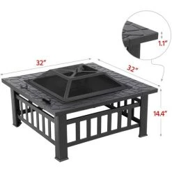 AUGIENB Brasero Cheminée BBQ Foyer De Chauffage Exterieur Avec Housse + Baton + Grille 7 AUGIENB Brasero Cheminée BBQ Foyer De Chauffage Exterieur Avec Housse + Baton + Grille -Chauffage d'extérieur Soldes 43207962 3