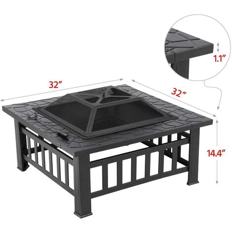 AUGIENB Brasero Cheminée BBQ Foyer De Chauffage Exterieur Avec Housse + Baton + Grille 5 AUGIENB Brasero Cheminée BBQ Foyer De Chauffage Exterieur Avec Housse + Baton + Grille – Image 3