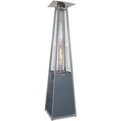 ALICE'S GARDEN Chauffage D'extérieur - Sweden - Parasol Chauffant Gaz Pyramide, Design, Véritable Flamme, Roulettes Incluses - Gris Clair