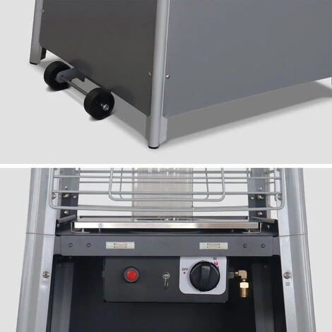 ALICE'S GARDEN Chauffage D'extérieur - Sweden - Parasol Chauffant Gaz Pyramide, Design, Véritable Flamme, Roulettes Incluses - Gris Clair 5 ALICE'S GARDEN Chauffage D'extérieur - Sweden - Parasol Chauffant Gaz Pyramide, Design, Véritable Flamme, Roulettes Incluses - Gris Clair – Image 3