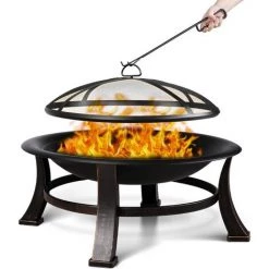 Femor 76x76x46cm Barbecue à Charbon De Bois,BBQ Grill,Brasero Exterieur,Brasero De Jardin,Grille Barbecue,Brasero Terrasse,avec Couverture Ètanche,pour Camping, Feu De Camp, Terrasse, Jardin