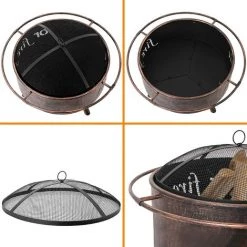 BAMNY Exterieur 74 * 74 * 53 Cm, Barbecue Charbon Avec Fourchette à Feu & Bague Extérieure Anti-Br?lure & Couvercle De Protection Contre Les étincelles, Pour Jardin / Terrasse / Chauffage 10 BAMNY Exterieur 74 * 74 * 53 Cm, Barbecue Charbon Avec Fourchette à Feu & Bague Extérieure Anti-Br?lure & Couvercle De Protection Contre Les étincelles, Pour Jardin / Terrasse / Chauffage -Chauffage d'extérieur Soldes 44191970 4
