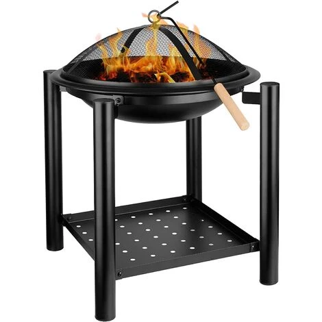 BAMNY Brasero De Jardin, Cheminée Avec Grill, Brasier Extérieur, Barbecue à Charbon De Bois, Avec Tisonnier Et Compartiment De Rangement Pour Bois, Pour Camping, Feu De Camp, Terrasse, Jardin,? 54.5cm 3 BAMNY Brasero De Jardin, Cheminée Avec Grill, Brasier Extérieur, Barbecue à Charbon De Bois, Avec Tisonnier Et Compartiment De Rangement Pour Bois, Pour Camping, Feu De Camp, Terrasse, Jardin,? 54.5cm