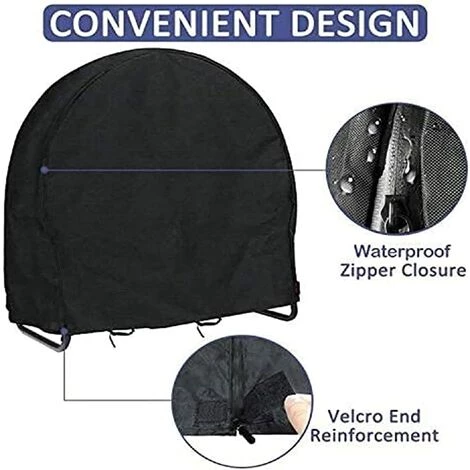 Couverture De Bois De Chauffage, Couverture De Porte De Patio Imperméable Et Résistante Aux Intempéries Oxford 420D, Tissu De Polyester Avec Fermeture à Glissière 102*105*61cm Fontainebleau Noir 4 Couverture De Bois De Chauffage, Couverture De Porte De Patio Imperméable Et Résistante Aux Intempéries Oxford 420D, Tissu De Polyester Avec Fermeture à Glissière 102*105*61cm Fontainebleau Noir – Image 2