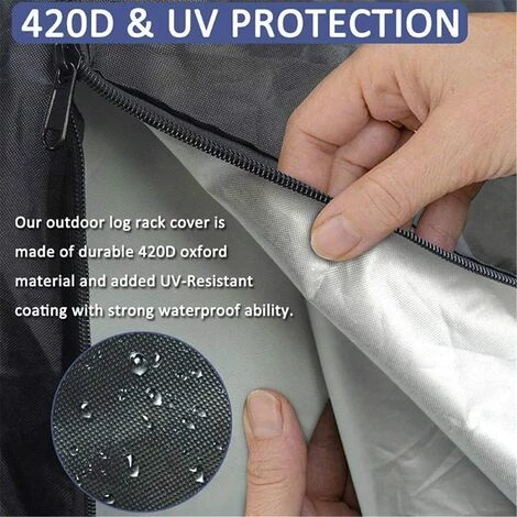 Couverture De Bois De Chauffage, Couverture De Porte De Patio Imperméable Et Résistante Aux Intempéries Oxford 420D, Tissu De Polyester Avec Fermeture à Glissière 102*105*61cm Fontainebleau Noir 6 Couverture De Bois De Chauffage, Couverture De Porte De Patio Imperméable Et Résistante Aux Intempéries Oxford 420D, Tissu De Polyester Avec Fermeture à Glissière 102*105*61cm Fontainebleau Noir – Image 4
