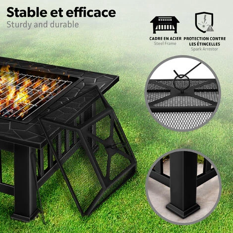 Tillvex Brasero Extérieur BBQ 3 En 1 | Foyer Poêle Pour Jardin, Terrasse | Chauffage Avec Gril-le à Charbon + Couvercle | Cheminée Feu Pour Barbecue Avec Tissonier 5 Tillvex Brasero Extérieur BBQ 3 En 1 | Foyer Poêle Pour Jardin, Terrasse | Chauffage Avec Gril-le à Charbon + Couvercle | Cheminée Feu Pour Barbecue Avec Tissonier – Image 3