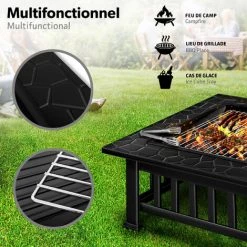 Tillvex Brasero Extérieur BBQ 3 En 1 | Foyer Poêle Pour Jardin, Terrasse | Chauffage Avec Gril-le à Charbon + Couvercle | Cheminée Feu Pour Barbecue Avec Tissonier 10 Tillvex Brasero Extérieur BBQ 3 En 1 | Foyer Poêle Pour Jardin, Terrasse | Chauffage Avec Gril-le à Charbon + Couvercle | Cheminée Feu Pour Barbecue Avec Tissonier -Chauffage d'extérieur Soldes 44500163 4