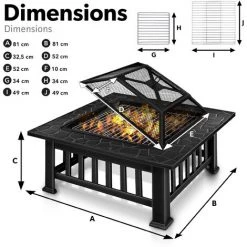 Tillvex Brasero Extérieur BBQ 3 En 1 | Foyer Poêle Pour Jardin, Terrasse | Chauffage Avec Gril-le à Charbon + Couvercle | Cheminée Feu Pour Barbecue Avec Tissonier 11 Tillvex Brasero Extérieur BBQ 3 En 1 | Foyer Poêle Pour Jardin, Terrasse | Chauffage Avec Gril-le à Charbon + Couvercle | Cheminée Feu Pour Barbecue Avec Tissonier -Chauffage d'extérieur Soldes 44500163 5