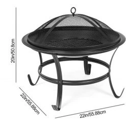 AUGIENB Brasero Exterieur BBQ Rond Avec Couvercle + Grille + Baton 8 AUGIENB Brasero Exterieur BBQ Rond Avec Couvercle + Grille + Baton -Chauffage d'extérieur Soldes 44551165 2