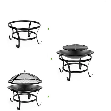 AUGIENB Brasero Exterieur BBQ Rond Avec Couvercle + Grille + Baton 6 AUGIENB Brasero Exterieur BBQ Rond Avec Couvercle + Grille + Baton – Image 4