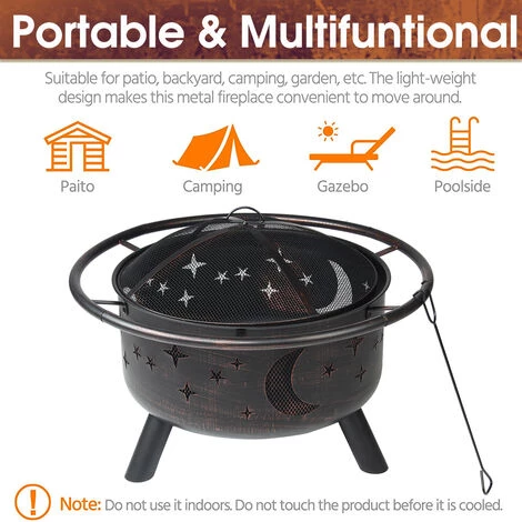 2 En 1 Brasero Exterieur Grille Barbecue BBQ Foyer De Chauffage 76*76*58cm Avec Housse & Baton Jmax 5 2 En 1 Brasero Exterieur Grille Barbecue BBQ Foyer De Chauffage 76*76*58cm Avec Housse & Baton Jmax – Image 3