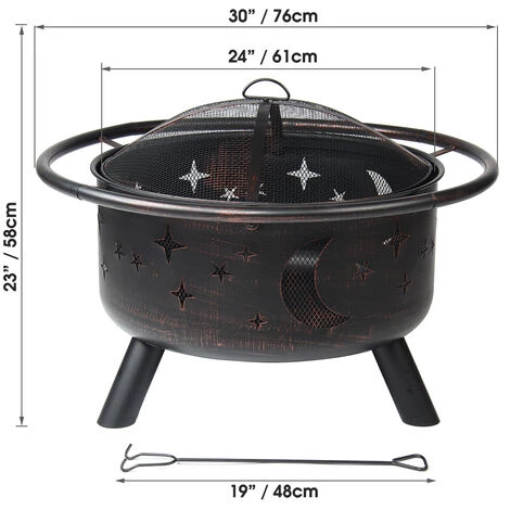 2 En 1 Brasero Exterieur Grille Barbecue BBQ Foyer De Chauffage 76*76*58cm Avec Housse & Baton Jmax 6 2 En 1 Brasero Exterieur Grille Barbecue BBQ Foyer De Chauffage 76*76*58cm Avec Housse & Baton Jmax – Image 4