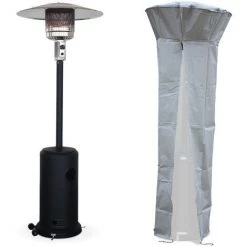 ALICE'S GARDEN Chauffage D’extérieur à Gaz 13kW – Norway – Parasol Chauffant Noir, Avec Roulettes Et Stabilisateur + Housse Intégrale - Noir