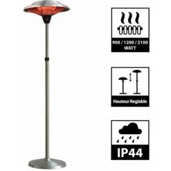 GREADEN Parasol Chauffant Infrarouge MARS - Chauffage électrique De Terrasse à Halogène 2100W, Extérieur IP44, Réglable - Radiateur Jardin/Patio/Terrasse/Intérieur - Inox