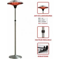 GREADEN Parasol Chauffant Infrarouge MARS - Chauffage électrique De Terrasse à Halogène 2100W, Extérieur IP44, Réglable - Radiateur Jardin/Patio/Terrasse/Intérieur - Inox -Chauffage d'extérieur Soldes 4512733 3