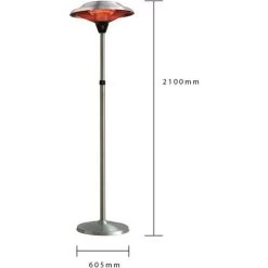 GREADEN Parasol Chauffant Infrarouge MARS - Chauffage électrique De Terrasse à Halogène 2100W, Extérieur IP44, Réglable - Radiateur Jardin/Patio/Terrasse/Intérieur - Inox -Chauffage d'extérieur Soldes 4512733 4