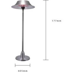GREADEN - Parasol Chauffant Infrarouge JUPITER - Grand Réflecteur, Plus De Chaleur - Chauffage électrique De Terrasse à Halogène 3000 W, Extérieur IP44, Réglable - Radiateur Jardin/Patio/Terrasse/Intérieur - GR2RT2 - Inox -Chauffage d'extérieur Soldes 4512734 4