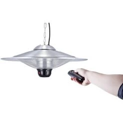 GREADEN - Parasol Chauffant Suspendu Infrarouge SATURN Avec Télécommande Et Une Lampe à LED - Chauffage électrique De Terrasse à Halogène 2100W IP24 - Réglage, Radiateur Jardin/Patio/Tente/Terrasse/Intérieur - GR2RT3 - Inox -Chauffage d'extérieur Soldes 4512735 2