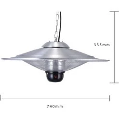 GREADEN - Parasol Chauffant Suspendu Infrarouge SATURN Avec Télécommande Et Une Lampe à LED - Chauffage électrique De Terrasse à Halogène 2100W IP24 - Réglage, Radiateur Jardin/Patio/Tente/Terrasse/Intérieur - GR2RT3 - Inox -Chauffage d'extérieur Soldes 4512735 4