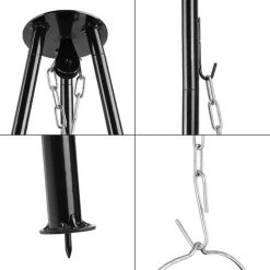 BAMNY Barbecue Suspendu Sur Trépied, Trépied De Cuisine En Plein Air Pliant Campfire Griller, Réglage En Hauteur Par Cha?ne, Pour Bouilloires à Goulache, Cocotte, Gril Pivotant Et Gril,Charge Max 10kg 9 BAMNY Barbecue Suspendu Sur Trépied, Trépied De Cuisine En Plein Air Pliant Campfire Griller, Réglage En Hauteur Par Cha?ne, Pour Bouilloires à Goulache, Cocotte, Gril Pivotant Et Gril,Charge Max 10kg -Chauffage d'extérieur Soldes 45293325 3