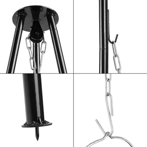 BAMNY Barbecue Suspendu Sur Trépied, Trépied De Cuisine En Plein Air Pliant Campfire Griller, Réglage En Hauteur Par Cha?ne, Pour Bouilloires à Goulache, Cocotte, Gril Pivotant Et Gril,Charge Max 10kg 5 BAMNY Barbecue Suspendu Sur Trépied, Trépied De Cuisine En Plein Air Pliant Campfire Griller, Réglage En Hauteur Par Cha?ne, Pour Bouilloires à Goulache, Cocotte, Gril Pivotant Et Gril,Charge Max 10kg – Image 3