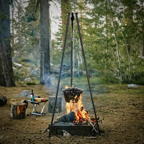 BAMNY Barbecue Suspendu Sur Trépied, Trépied De Cuisine En Plein Air Pliant Campfire Griller, Réglage En Hauteur Par Cha?ne, Pour Bouilloires à Goulache, Cocotte, Gril Pivotant Et Gril,Charge Max 10kg 7 BAMNY Barbecue Suspendu Sur Trépied, Trépied De Cuisine En Plein Air Pliant Campfire Griller, Réglage En Hauteur Par Cha?ne, Pour Bouilloires à Goulache, Cocotte, Gril Pivotant Et Gril,Charge Max 10kg – Image 5