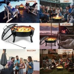 BAMNY Brasero Exterieur,Brasero De Jardin Avec Grill,Couverture Et Fourchette à Feu, Foyer Barbecue à Charbon De Bois, Portable, Pour Jardin Terrasses BBQ Camping,64 * 64 * 49cm 11 BAMNY Brasero Exterieur,Brasero De Jardin Avec Grill,Couverture Et Fourchette à Feu, Foyer Barbecue à Charbon De Bois, Portable, Pour Jardin Terrasses BBQ Camping,64 * 64 * 49cm -Chauffage d'extérieur Soldes 45293552 5