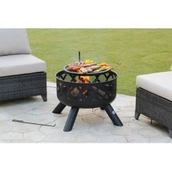 Bali OUTDOORS Braséro Noir De Multifonction Barbecue Feu De Camp Chauffage Extérieur Du Bois - Noir