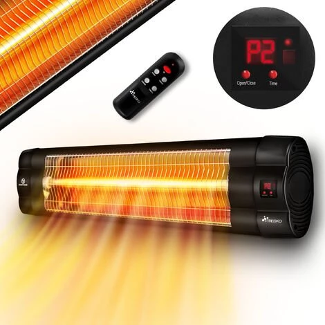 TRESKO Radiateur Infrarouge Noir Extérieur 2500W | Chauffage Radiant Terrasse | Murale | Inclination | Télecommande | 3 Niveaux | Intérieur Et Extérieur 3 TRESKO Radiateur Infrarouge Noir Extérieur 2500W | Chauffage Radiant Terrasse | Murale | Inclination | Télecommande | 3 Niveaux | Intérieur Et Extérieur