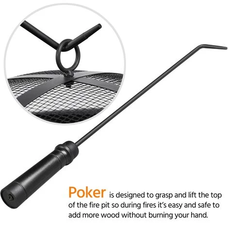 Yaheetech Brasero Exterieur Pour Jardin Terrasses Brasero Pour Fête Foyer Poêle Chauffant Cour Avec Poker Gril Couvercle 73,5 X 56cm Noir 6 Yaheetech Brasero Exterieur Pour Jardin Terrasses Brasero Pour Fête Foyer Poêle Chauffant Cour Avec Poker Gril Couvercle 73,5 X 56cm Noir – Image 4