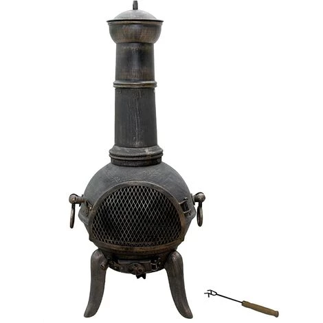 HELLOSHOP26 Cheminée D'extérieur Avec Trappe Grillagée 108 Cm En Fonte Vintage Design Avec Tisonnier Brasero Poêle Terrasse Jardin 5 HELLOSHOP26 Cheminée D'extérieur Avec Trappe Grillagée 108 Cm En Fonte Vintage Design Avec Tisonnier Brasero Poêle Terrasse Jardin – Image 3