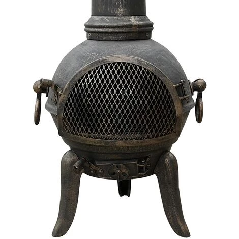 HELLOSHOP26 Cheminée D'extérieur Avec Trappe Grillagée 108 Cm En Fonte Vintage Design Avec Tisonnier Brasero Poêle Terrasse Jardin 7 HELLOSHOP26 Cheminée D'extérieur Avec Trappe Grillagée 108 Cm En Fonte Vintage Design Avec Tisonnier Brasero Poêle Terrasse Jardin – Image 5