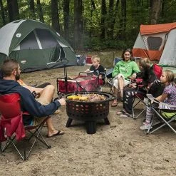 AICOK Brasero Exterieur 79*79*57cm, Brasero De Jardin, Foyer De Barbecue/Chauffage, Terrasse BBQ, Brasero Barbecue, Avec Grill,Fourchette à Feu,Couvercle De Protection Contre Les Étincelles, Fête/Patio/Camp -Chauffage d'extérieur Soldes 46223132 3